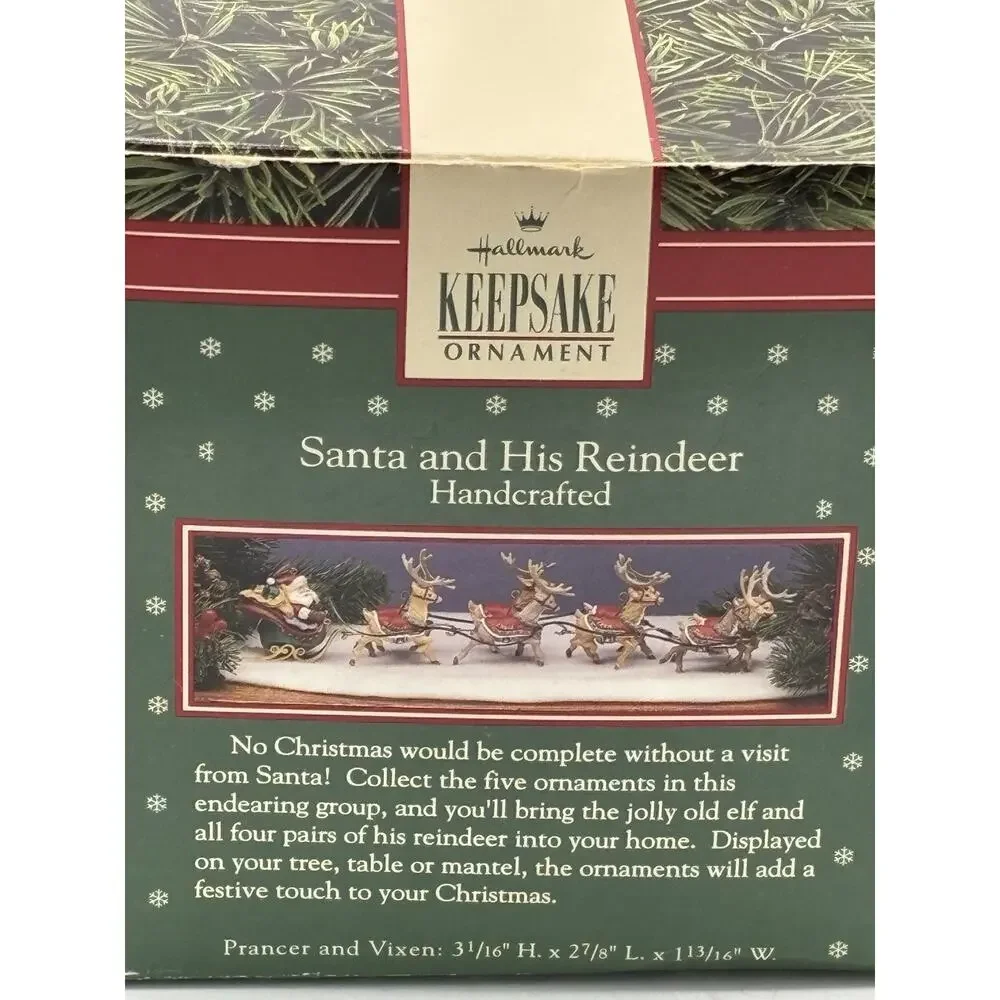 Hallmark Keepsake Prancer & Vixen Ornament 1993 Santa’s Reindeer NIB